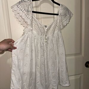 Sundance White Eyelet Lace Blouse XL cotton cottagecore festival boho